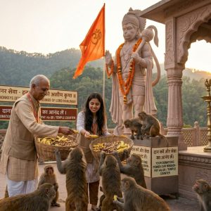 feed monkeys with jagadguru satishacharya ji